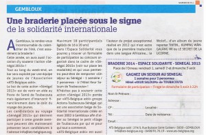 2014 - Braderie de Gembloux - Espace solidarité - Sénégal 2015 - Vlan Spéciel Eté