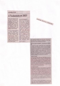 Annonce de l'organisation de Toubacouta 2003