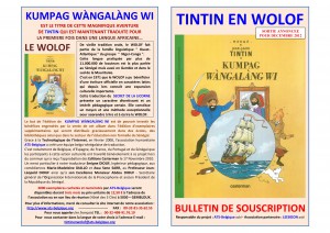 Folder de présentation - TINTIN en WOLOF - Belgique