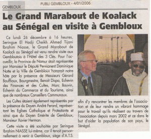 PUBLI-GEMBLOUX - 4 Janvier 2006 - Grand Marabout de Kaolack à Gembloux