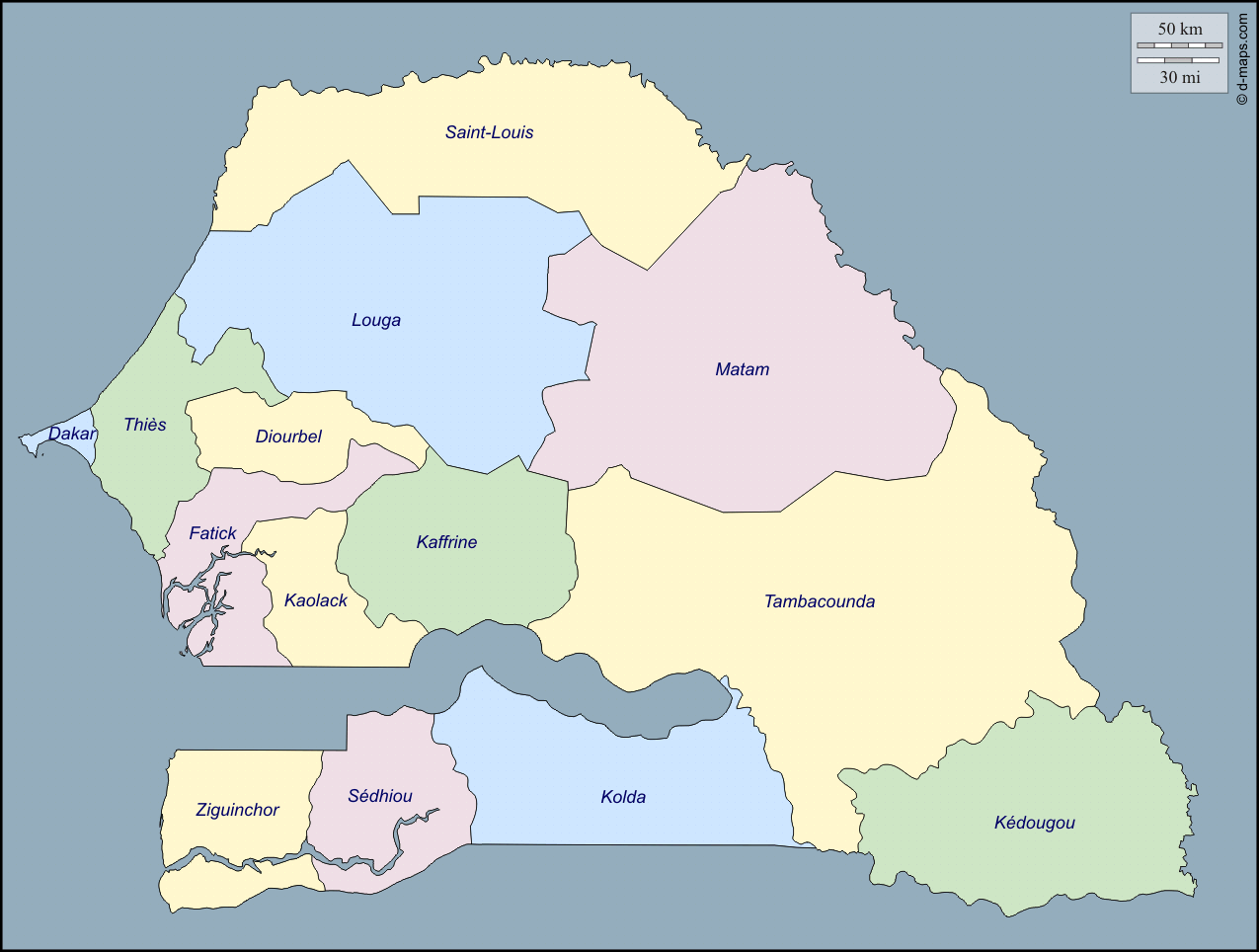 carte senegal regions - Image